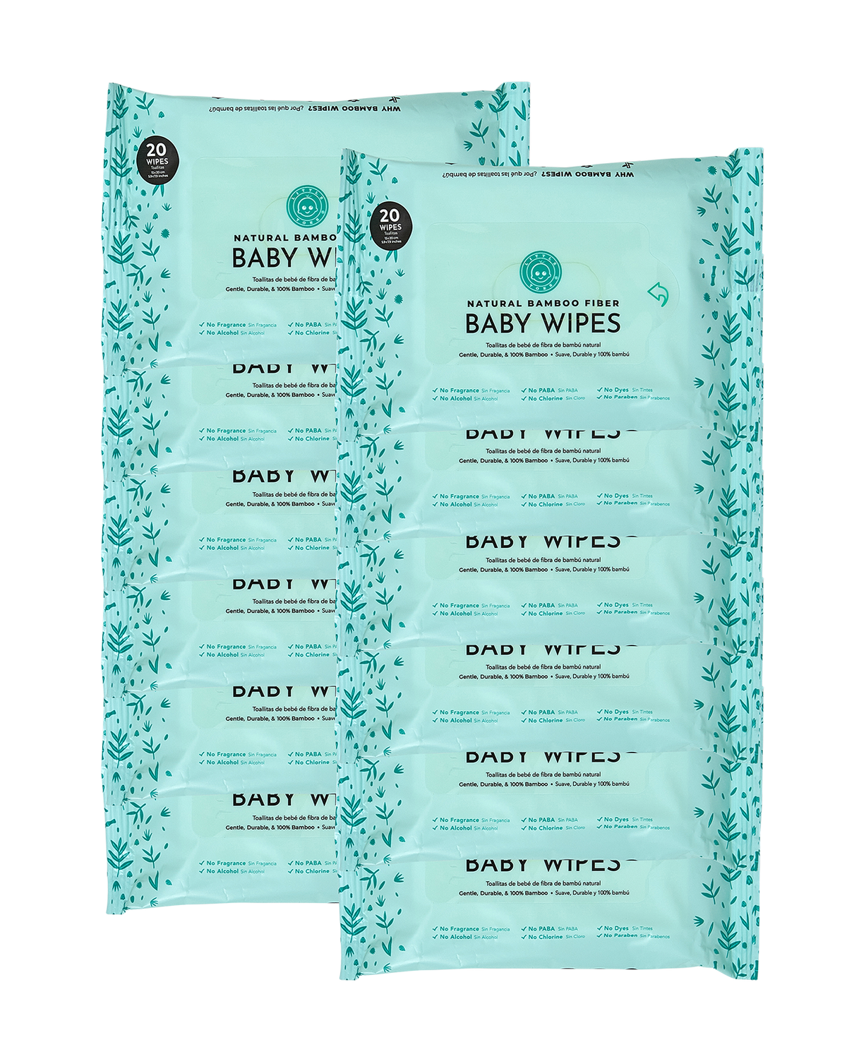 Little Toes Natural Bamboo Fiber Baby Wipes- 12 Packs of 20 Wipes (240 Wipes)