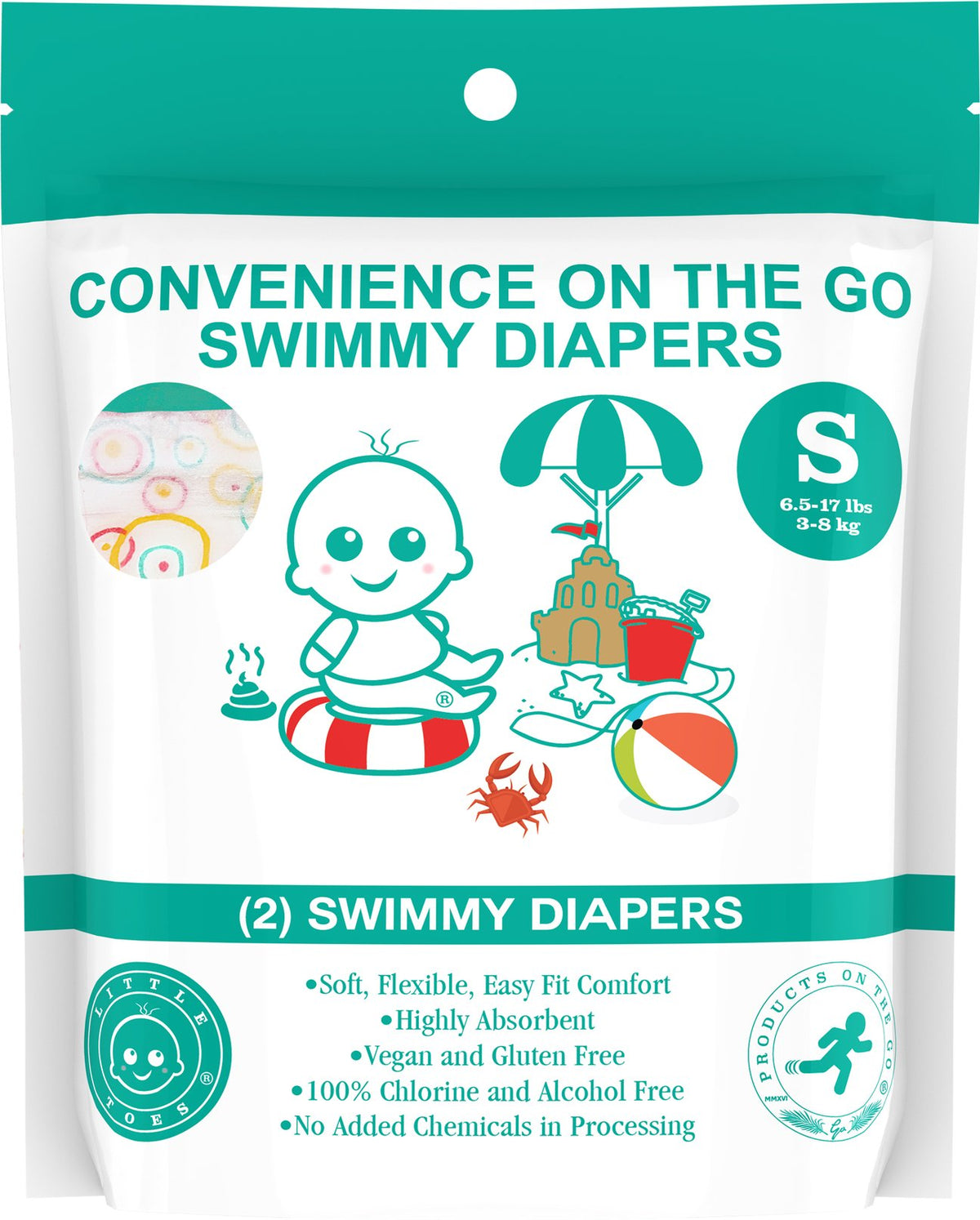 Little Toes Convenience On The Go 2x Swimmy Diapers