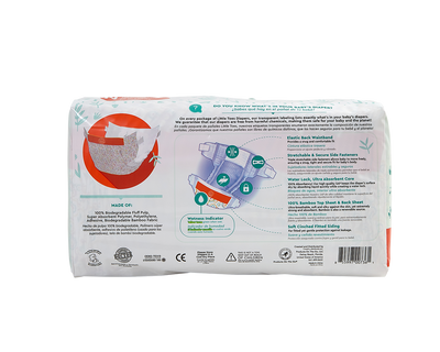Little Toes Disposable Biodegradable Bamboo Diapers - 36 Pack Size Newborn, Small, Medium and Large