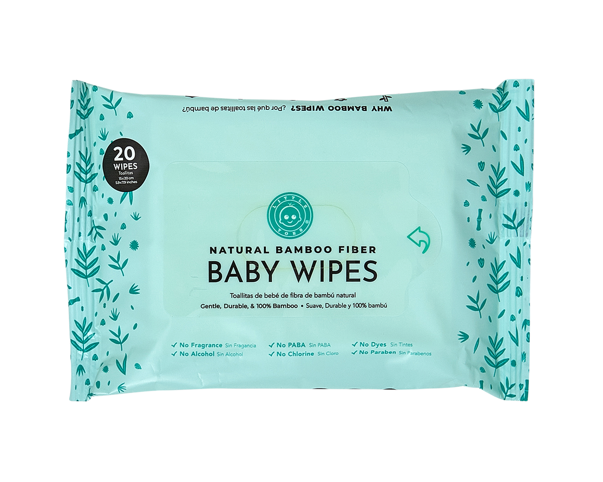 Little Toes Natural Bamboo Fiber Baby Wipes- 12 Packs of 20 Wipes (240 Wipes)